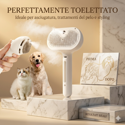 VapoBrush Prosolvelab™ - Spazzola a Vapore Massaggiante 3 in 1 per Cani e Gatti