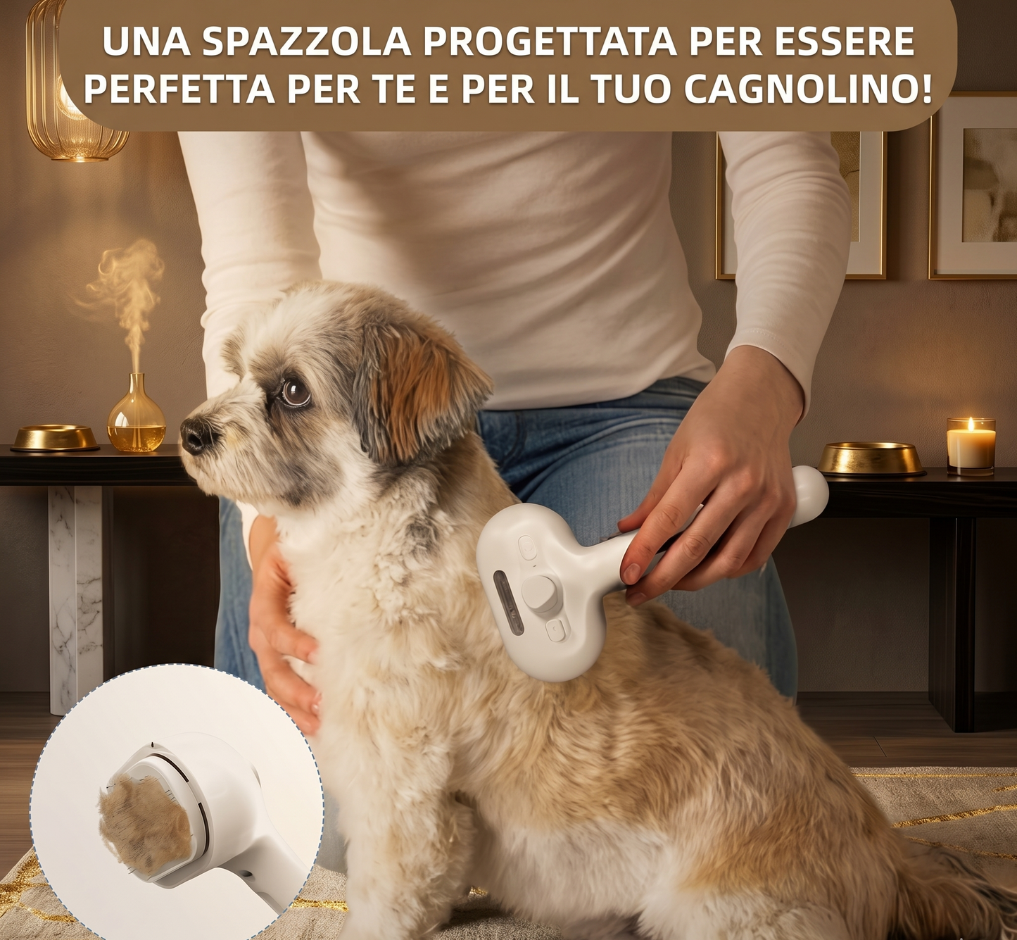 VapoBrush Prosolvelab™ - Spazzola a Vapore Massaggiante 3 in 1 per Cani e Gatti