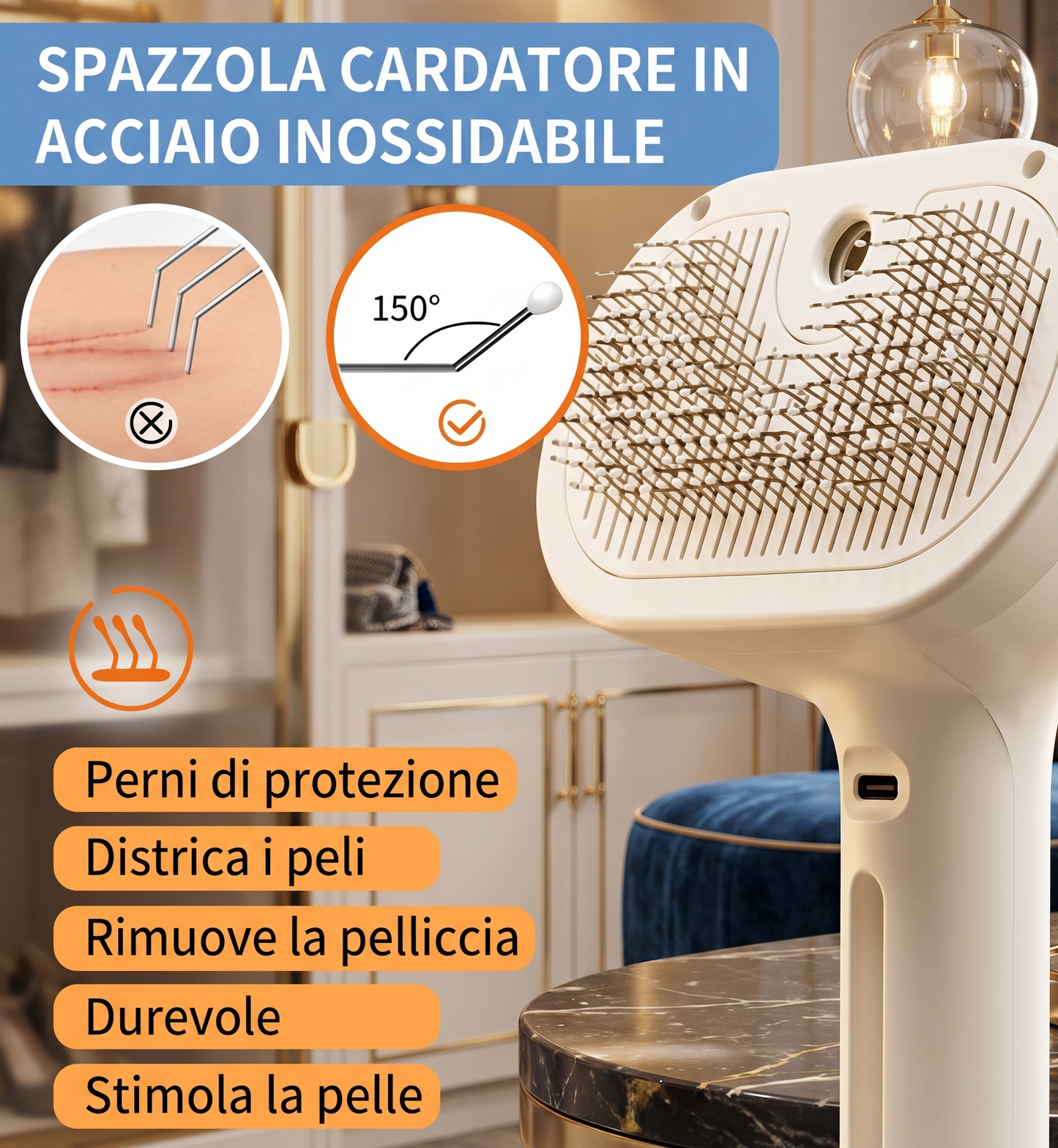VapoBrush Prosolvelab™ - Spazzola a Vapore Massaggiante 3 in 1 per Cani e Gatti